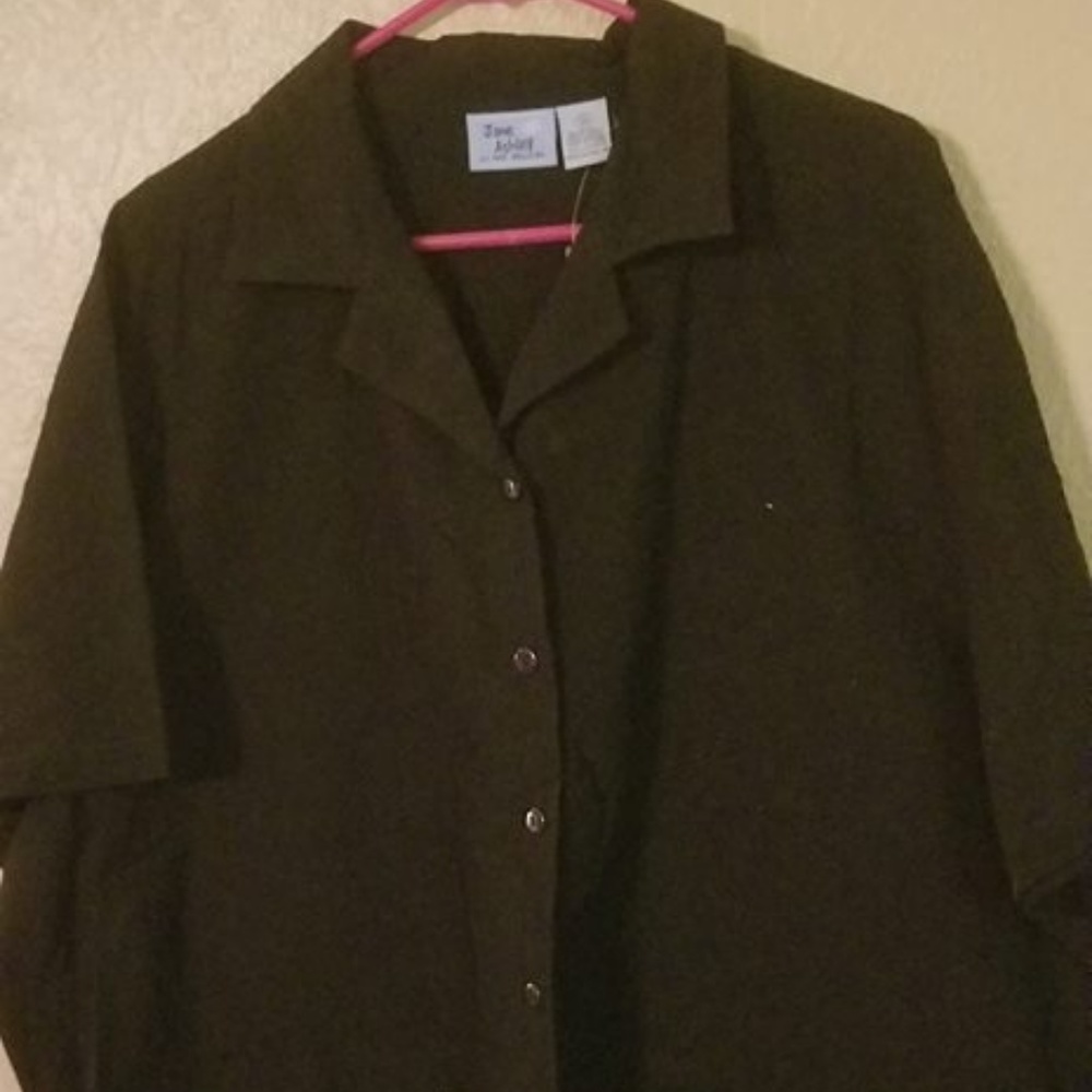 Jane Ashley Black Animal Safari Palm Tree Shirt 3X